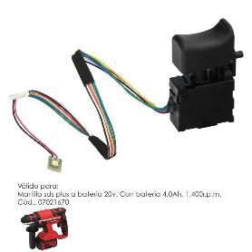 INTERRUPTOR MARTILLO SDS PLUS A BATERIA 20 VOLT. CON BATERIA 4.0 AH. . CODIGO 07021670