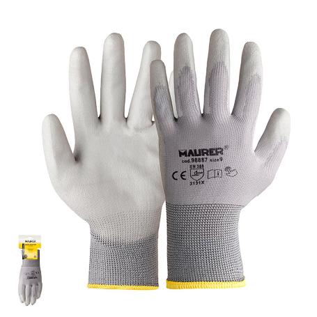 GUANTE POLIURETANO / POLIESTER TALLA 10 TOUCH SCREEN CON COLGADOR (PAR)