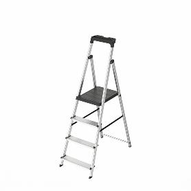 ESCALERA ALUMINIO 4 PEDAÑOS USO DOMESTICO CERTIFICADA EN 131 CON BANDEJA PARA HERRAMIENTAS.