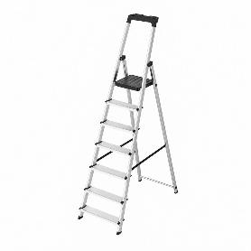 ESCALERA ALUMINIO 7 PEDAÑOS USO DOMESTICO CERTIFICADA EN 131 CON BANDEJA PARA HERRAMIENTAS.