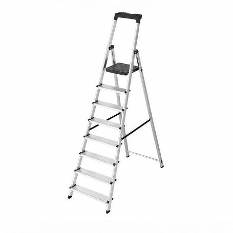 ESCALERA ALUMINIO 8 PEDAÑOS USO DOMESTICO CERTIFICADA EN 131 CON BANDEJA PARA HERRAMIENTAS.