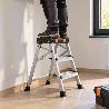 ESCALERILLA MULTIFUNCIONAL DE ALUMINIO CON 3 PELDAÑOS CON CAJÓN PORTAHERRAMIENTAS.