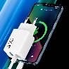 CARGADOR GAN 20 W. CON PUERTOS USB-A Y USB-C. INCLUYE CABLE USB-C A USB-C DE 100 CM.