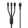 CABLE TRENZADO USB A PARA USB C / LIGHT / MICRO USB