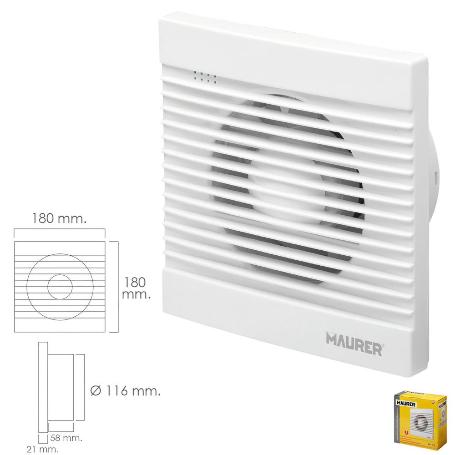 EXTRACTOR HUMOS BAÑO 16 WATT. SALIDA Ø 116 MM. EXTRACTOR HUMO, EXTRACTOR BAÑO, EXTRACTOR BAÑO HUMOS,EXTRACTOR OLORE