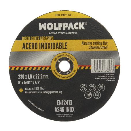 DISCO CORTE ABRASIVO ACERO INOXIDABLE Ø 230X Ø 22,2 MM ESPESOR 1,9 MM DISCO RADIAL / AMOLADORA UNIVERSAL CON TODAS 