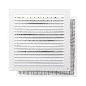 REJILLA VENTILACIÓN ALUMINIO CON MOSQUITERA ATORNILLABLE 175 X 175 MM. COLOR BLANCO