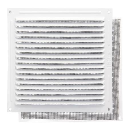 REJILLA VENTILACIÓN ALUMINIO CON MOSQUITERA ATORNILLABLE 200 X 200 MM. COLOR BLANCO
