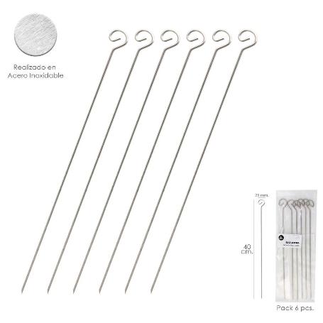 PINCHITOS ACERO INOXIDABLE GRANDES 40 CM. (BLISTER 6 UNIDADES) SATURNIA