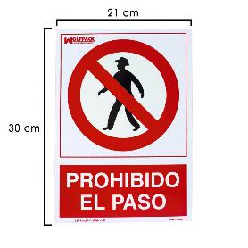 CARTEL PROHIBIDO EL PASO 21X 30 (ALT.) CM.