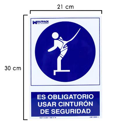 CARTEL USO OBLIGATORIO CINTURON SEGURIDAD 21 X 30 (ALT) CM.