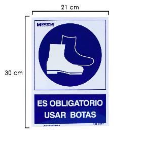 CARTEL OBLIGATORIO USO DE BOTAS 21X 30 (ALT.) CM.