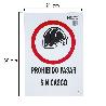 CARTEL PROHIBIDO PASAR SIN CASCO 21 X 30 (ALT) CM.