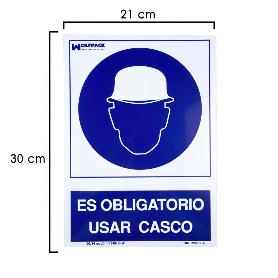 CARTEL OBLIGATORIO USAR CASCO 21X 30 (ALT.) CM.