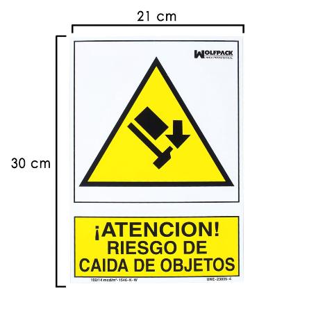 CARTEL RIESGO CAIDA DE OBJETOS 21 X 30 (ALT) CM.
