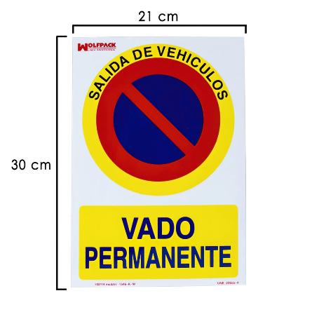 CARTEL VADO PERMANENTE 21 X 30 (ALT) CM.