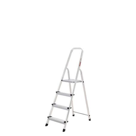 ESCALERA ALUMINIO 4 PELDAÑOS PLEGABLE, USO DOMÉSTICO, ANTIDESLIZANTE, LIGERA Y RESISTENTE