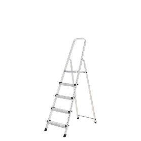 ESCALERA ALUMINIO 5 PELDAÑOS PLEGABLE, USO DOMÉSTICO, ANTIDESLIZANTE, LIGERA Y RESISTENTE