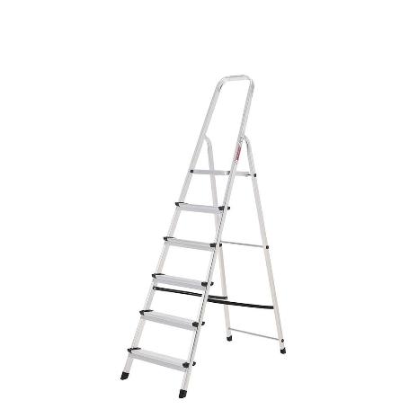 ESCALERA ALUMINIO 6 PELDAÑOS PLEGABLE, USO DOMÉSTICO, ANTIDESLIZANTE, LIGERA Y RESISTENTE