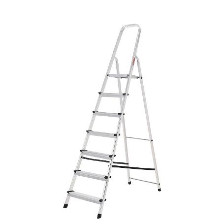 ESCALERA ALUMINIO 7 PELDAÑOS PLEGABLE, USO DOMÉSTICO, ANTIDESLIZANTE, LIGERA Y RESISTENTE