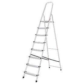 ESCALERA ALUMINIO 8 PELDAÑOS PLEGABLE, USO DOMÉSTICO, ANTIDESLIZANTE, LIGERA Y RESISTENTE