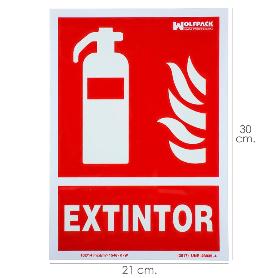 CARTEL / SEÑAL FLUORESCENTE EXTINTOR 21X 30 (ALT.) CM.