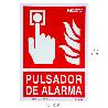 CARTEL / SEÑAL FLUORESCENTE PULSADOR ALARMA 21X 30 (ALT.) CM.