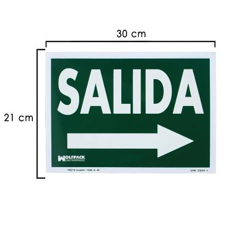 CARTEL / SEÑAL FLUORESCENTE SALIDA A DERECHA 30 X 21 (ALT.) CM.