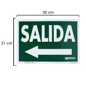 CARTEL / SEÑAL FLUORESCENTE SALIDA A IZQUIERDA 30 X 21 (ALT.) CM.
