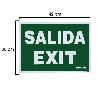CARTEL / SEÑAL FLUORESCENTE SALIDA EXIT 42 X 30 (ALT.) CM.