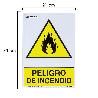 CARTEL PELIGRO DE INCENDIO 21X 30 (ALT.) CM.