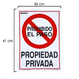 CARTEL PROPIEDAD PRIVADA 30 X 41 (ALT) CM.