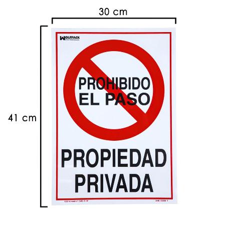 CARTEL PROPIEDAD PRIVADA 30 X 41 (ALT) CM.