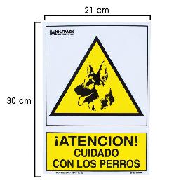 CARTEL CUIDADO CON LOS PERROS 21X 30 (ALT.) CM.