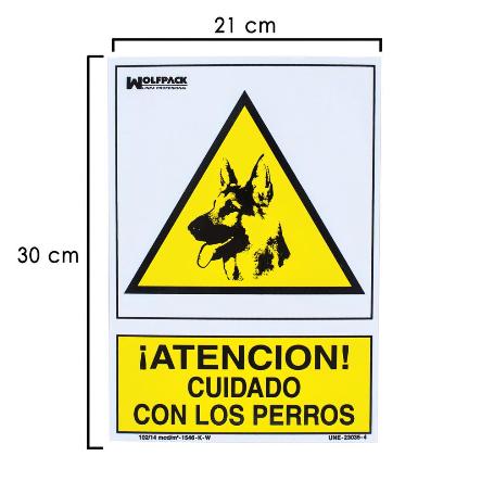 CARTEL CUIDADO CON LOS PERROS 21X 30 (ALT.) CM.