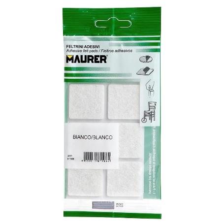 FIELTRO ADHESIVO 30X30 MM. (BLISTER 6 PIEZAS) BLANCO