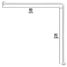 BARRA PARA  CORTINA DUCHA UNIVERSAL ALUMINIO BLANCO 80X80 CM.