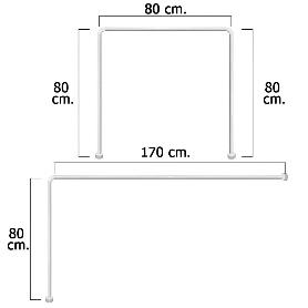 BARRA PARA  CORTINA DUCHA UNIVERSAL ALUMINIO BLANCO 80 X 170 CM.
