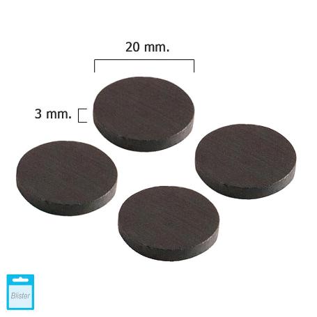 IMAN WOLFPACK FERRITA DISCO Ø 20X3 MM. (BLISTER 4 PIEZAS)