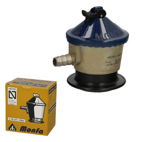 REGULADOR GAS BUTANO MONFA (50 GRMS./CM2) ALCACHOFA GAS, REGULADOR GAS BUTANO. PRESIÓN 50 MBAR. CAUDAL 2,5 KG/HORA