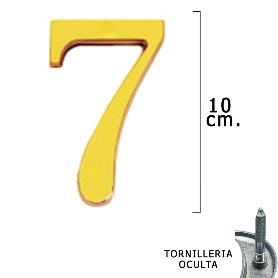 NUMERO LATÓN 7 10 CM. CON TORNILLERIA OCULTA (BLISTER 1 PIEZA)