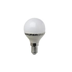 BOMBILLA LED ESFERICA E14. 4 W. - 25 W. 300 LÚMENES. LUZ CALIDA. (3000°K).