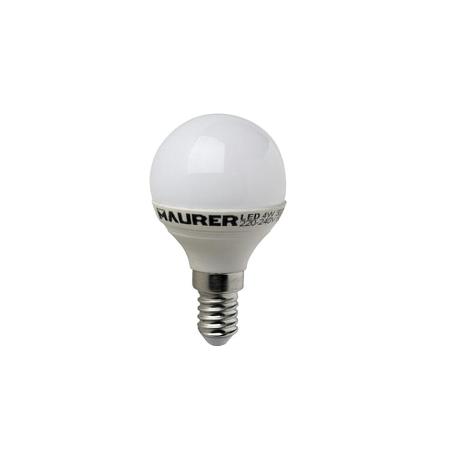 BOMBILLA LED ESFERICA E14. 4 W. - 25 W. 300 LÚMENES. LUZ CALIDA. (3000°K).
