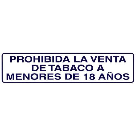 ROTULO ADHESIVO 250X63 MM. PROHIBIDA VENTA TABACO < 18AÑOS