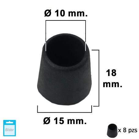 CONTERA CÓNICA NEGRA 10MM. BLISTER 8 PIEZAS.