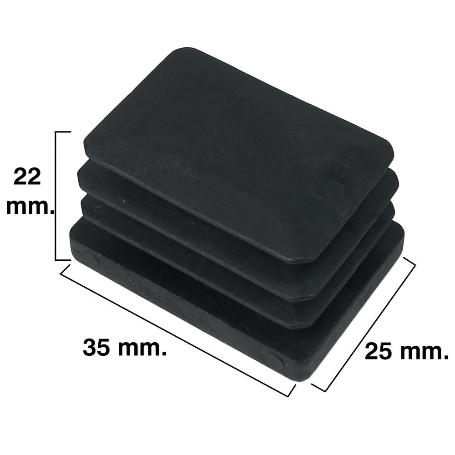 CONTERA RECTANGULAR NEGRA 25X35MM. BLISTER 4 PIEZAS.