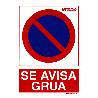 CARTEL SE AVISA GRUA 21 X 30 (ALT) CM.
