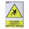 CARTEL PELIGRO CAIDAS A DISTINTOS NIVELES 21X 30 (ALT.) CM.