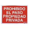 CARTEL PROHIBIDO EL PASO PROPIEDAD PRIVADA 42 X 30 (ALT.)