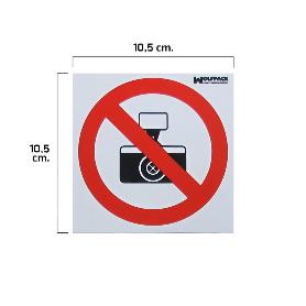 CARTEL PROHIBIDO HACER FOTOGRAFIAS 10,5X10,5 CM.